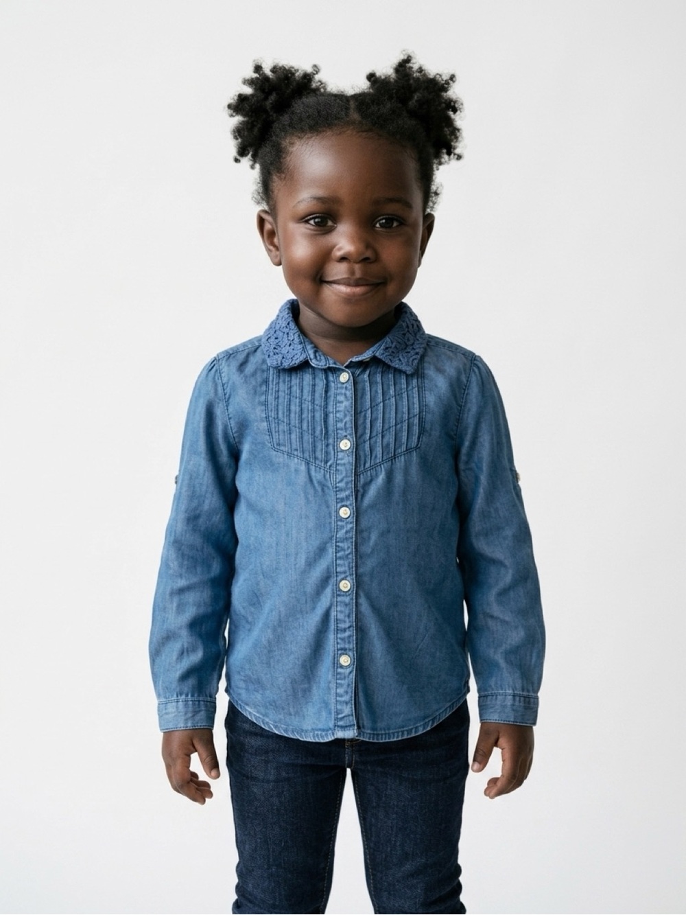 Mayoral Jeans Spain Girls Shirt Denim Blue Size 4